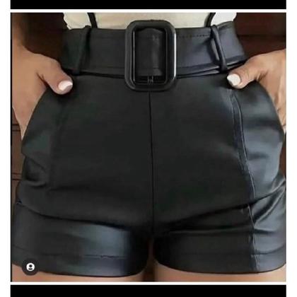 Imagem de Shorts Feminino material ecológico Sintético Premium Cintura Alta com Bolsos Elegante Moda Casual