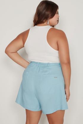Imagem de Shorts Feminino Plus Size Alfaiataria Viscose Com Linho