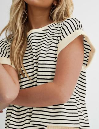 Imagem de Shorts femininos de malha listrada Lounge Set MISSACTIVER, 2 peças