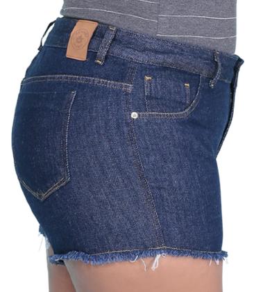 Imagem de Shorts Jeans Bermuda Plus Size Curto Desfiado Cintura Alta