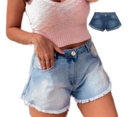 Imagem de Shorts Jeans Godê Blogueirinha Com Lycra Verão Feminino