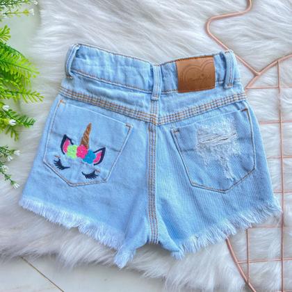 Imagem de Shorts Jeans Infantil Baby Menina  Barato Com Regulagem Blogueirinha Mini Diva Influencer