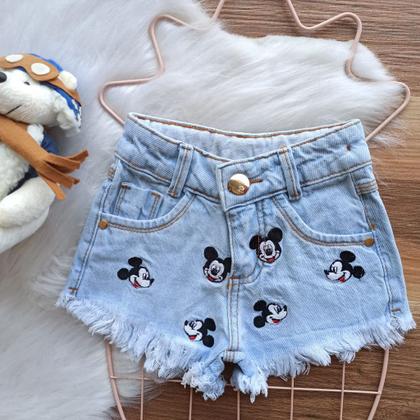 Imagem de Shorts Jeans Infantil Baby Menina  Barato Com Regulagem Blogueirinha Mini Diva Influencer