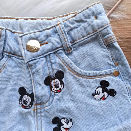 Imagem de Shorts Jeans Infantil Baby Menina  Barato Com Regulagem Blogueirinha Mini Diva Influencer