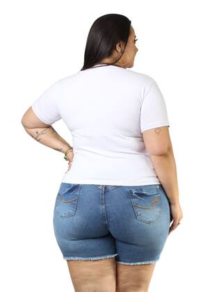 Imagem de Shorts Jeans Plus Size Femino Hot Pants Plus Size Com Lycra!