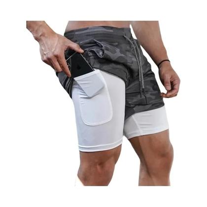 Imagem de Shorts Masculinos Camo De Secagem Rápida 2 Em 1 Para Academia, Corrida, Treino, Fitness, Jogging,