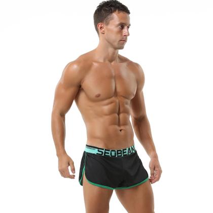 Imagem de Shorts Masculinos Casuais De Corrida Com Bolsos Laterais E Fenda - Calças Esportivas Seobean