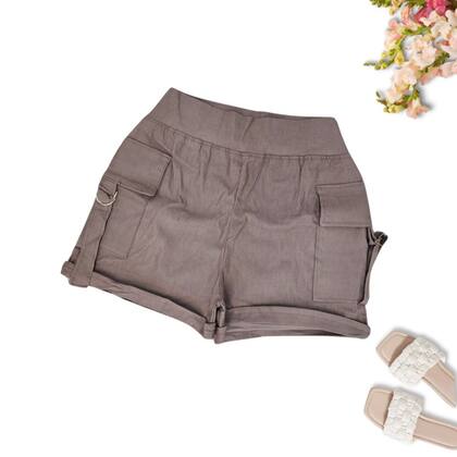 Imagem de Shorts Plus Size Feminino Cargo Bolso Barra Dobrada 0515