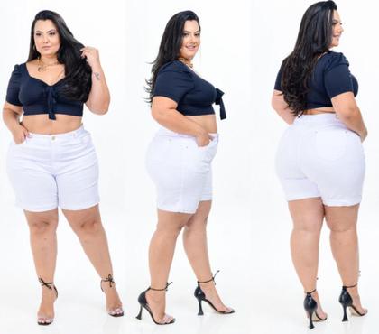 Imagem de Shorts Plus Size Xtra Charmy Branco