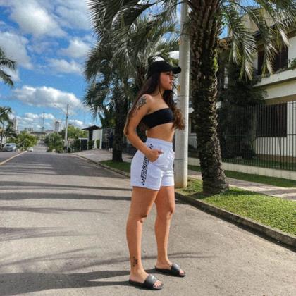 Imagem de Shorts Santa Cruz Moletom Fem Intro Check Branco