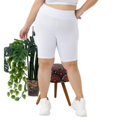 Imagem de Shorts Suplex Esportivo c/Bolsos Laterais Cós Alto Confort Plus Size Moda Feminina Fitness 3039.C1