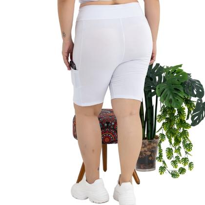Imagem de Shorts Suplex Esportivo c/Bolsos Laterais Cós Alto Confort Plus Size Moda Feminina Fitness 3039.C1
