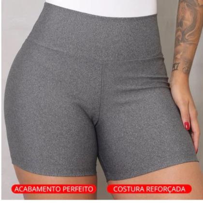 Imagem de Shorts Suplex Feminino de Academia Meia Coxa Cintura Alta Bermuda Zero Transparência