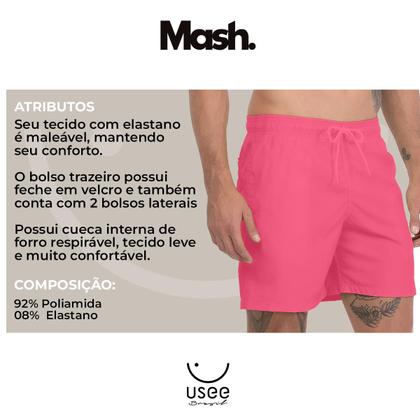 Imagem de Shorts Tactel Elástico Estampado Mash Verão Praia