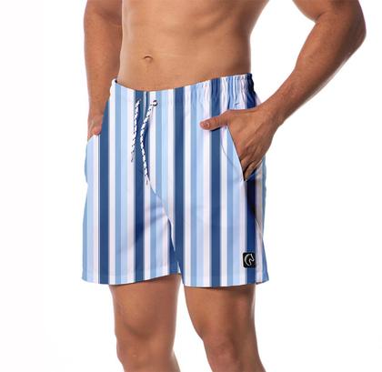 Imagem de Shorts Verão Praia Premium Verticais Tons Azuis W2 Masculino