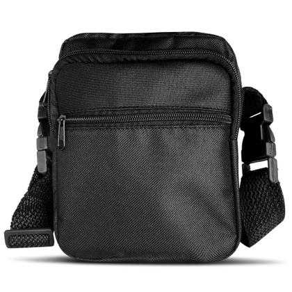 Imagem de Shoulde Bag Preta Lisa Bolsa Pochete Transversal 3 Divisórias