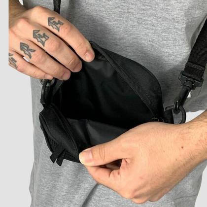 Imagem de Shoulder Bag Mini Bolsa Transversal Jota K Tela Preta Alça Ajustável