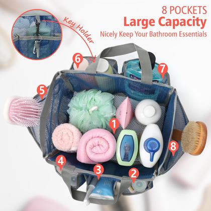 Imagem de Shower Caddy F-color Mesh portátil, 2 alças e 7 bolsos, pacote com 2