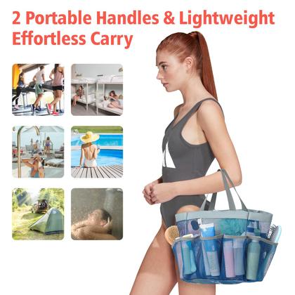 Imagem de Shower Caddy F-color Mesh portátil, 2 alças e 7 bolsos, pacote com 2
