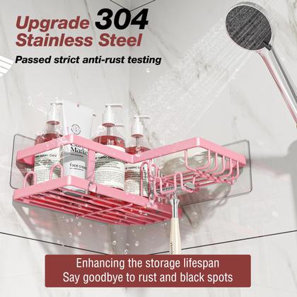 Imagem de Shower Caddy Youvip Adhesive Corner com suporte de sabonete, pacote com 4 unidades, rosa