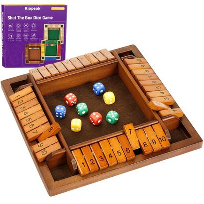 Imagem de Shut The Box Dice Game Kiapeak 10 Numbers Wooden Pub Bar