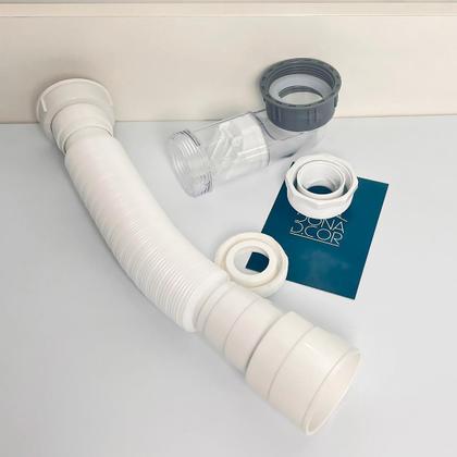 Imagem de Sifão Automatico Tubo Drenagem Sanfonado Pia Cozinha Banheiro Antirretorno Anti Escorpião Antiodor Compacto Flexível