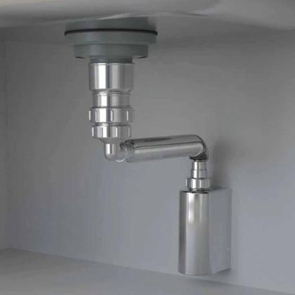 Imagem de Sifão Copo Cromado Parede para Lavatório 330 a 440 mm (031703) Blukit