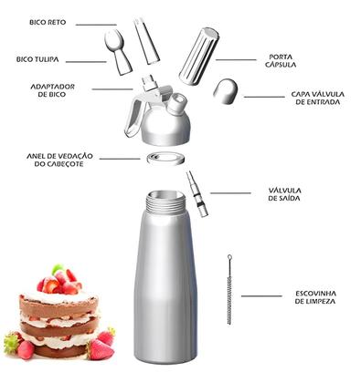 Imagem de Sifão Culinário Garrafa Chantilly Espuma Drinks creme bolo