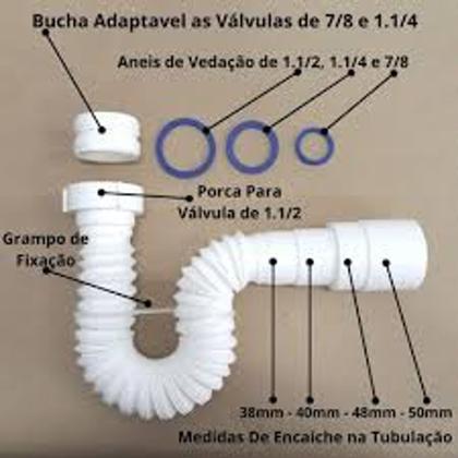 Imagem de Sifão Sanfonado Ajustável Tubo Multiuso Universal Tigre