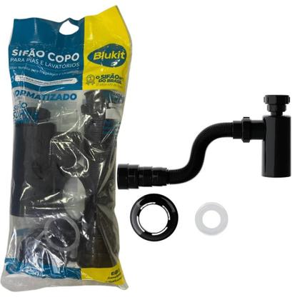 Imagem de Sifão Sanfonado Com Copo Para Lavátorio PVC Black (Preto)
