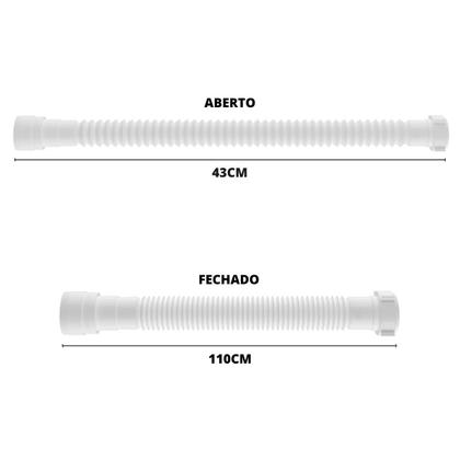 Imagem de Sifão Sanfonado Universal 110cm Branco  Astra  Kit C/ 5 Un