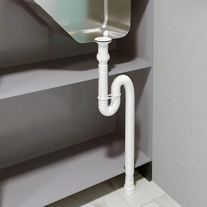 Imagem de Sifão Tubo Extensível 1,1 m Branco com Suporte 7195 Censi