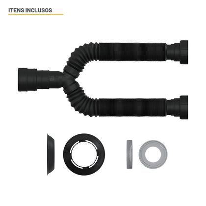 Imagem de Sifão Tubo Extensivo Duplo Blukit Universal C/ Canopla 70cm