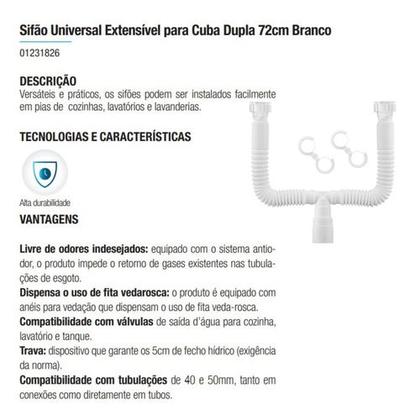 Imagem de Sifão Universal Duplo Extensivel Branco