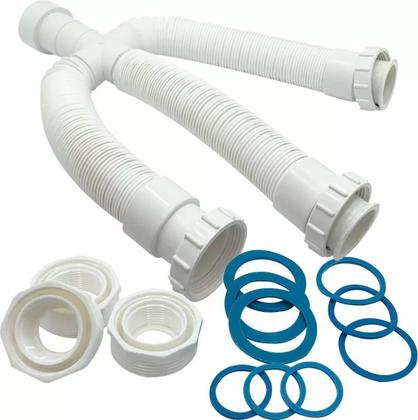 Imagem de Sifão Universal Politec Triplo Flexível Branco ABS