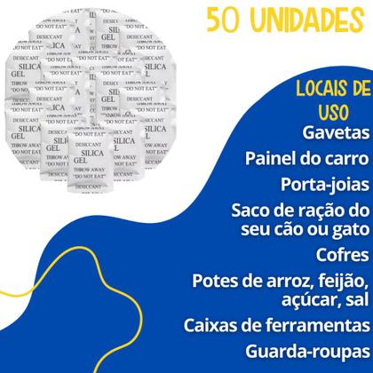 Imagem de Sílica Gel 20g Kit com 50 Unidades Proteção, Conservação e Controle de Umidade