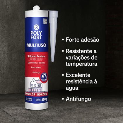 Imagem de Silicone Acetico Multiuso Incolor 250g Banheiro Box Polystic