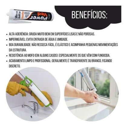 Imagem de Silicone Acético Vedação Janelas Box Power Ved 280ml/256g