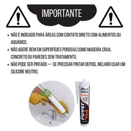 Imagem de Silicone Acético Vedação Janelas Box Power Ved 280ml/256g