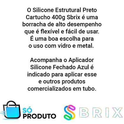 Imagem de Silicone Estrutural Preto Cartucho 400G Sbrix E Aplicador