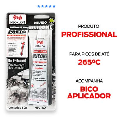 Imagem de Silicone profissional junta motor alta temperatura neutro preto 50g neoklon