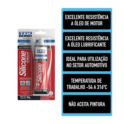 Imagem de Silicone vermelho Tekbond Altas temperaturas 50g