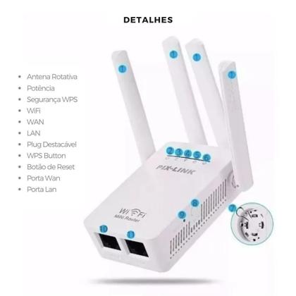 Imagem de Sinal Ampliado: Extensor Roteador Sinal Wi-Fi Pix Link