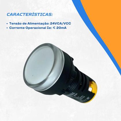 Imagem de Sinaleiro LED 22mm 24VCC VCA Branco L20AR7WP