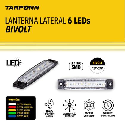 Imagem de Sinalizador Lanterna Delimitadora 6 Leds 12V 24V Branca