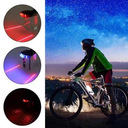 Imagem de Sinalizador Para Ciclismo Esportivo Bicicleta Bike Led Com Laser Para Marcação Visual