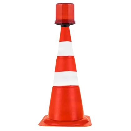 Imagem de Sinalizador Viario Solar Kit 3 Cone Sinalizaçao Transito Estrada Alerta Rodovia Obra Emergencia Aviso Acidentes