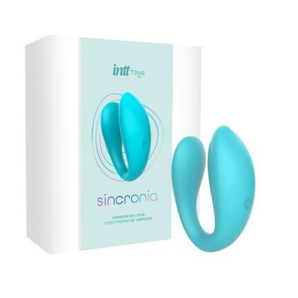 Imagem de Sincronia Vibrador de Casal Recarregável com 9 Modos de Vibração - Azul