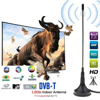 Imagem de Sintonizador de Radio Fm e Tv Digital 4 em 1 Antena Interna Compacta Qualidade de Cinema Casa