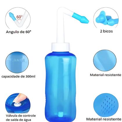 Imagem de Sinusite Higienizador Ducha Nasal Lavador Lavagem - 300ml Cor Azul